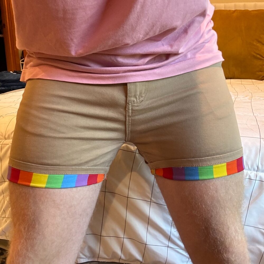 Pride Bunny Roll Up Rainbow Cuff Shorts